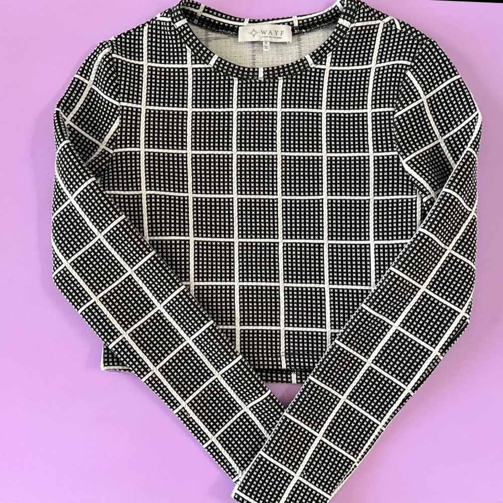 WAYF black and white grids crop top
